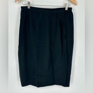 VINTAGE Norma Walters 100% Silk Pleated Black Wrap Skirt Sz 12 S4